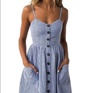 Angashion Preppy Blue Striped Dress